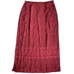 Nordstrom Linen Midi Skirt Size Large 32'' Waist Woven Boho Summer